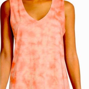 NWT TIME AND TRU Women's M (8-10) Bright Orange Tie Dye Relaxed Fit Tank Shirt